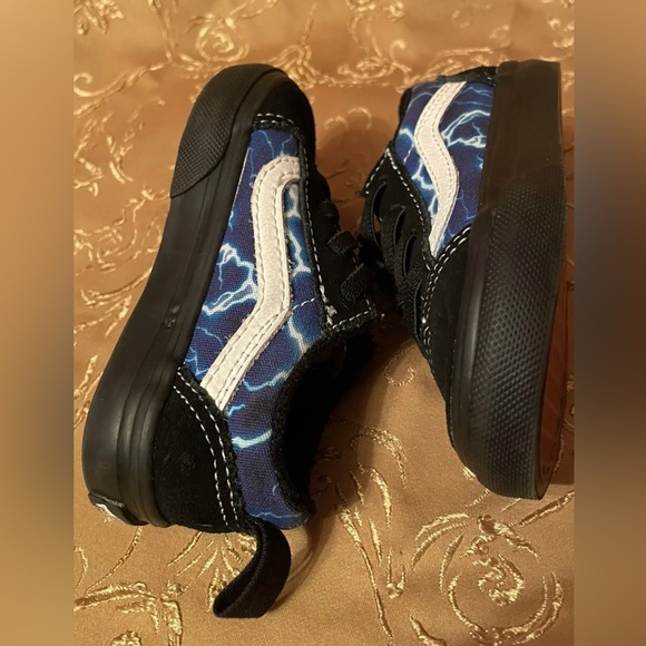 VANS Old Skool Lightning Black/Blue Elastic Slip-On Sneakers Kids Size 5t NWOB - Picture 5 of 8